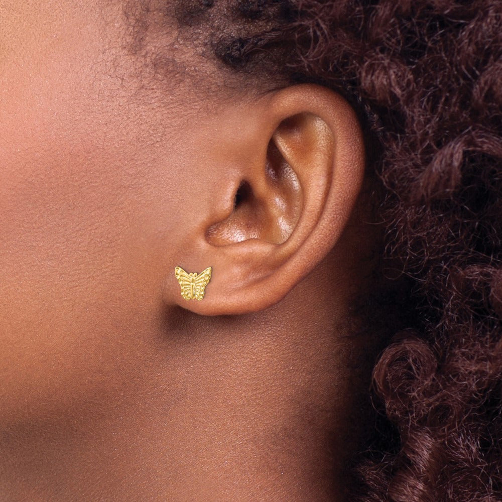 Butterfly Post Earrings — 14K Yellow Gold, 12mm