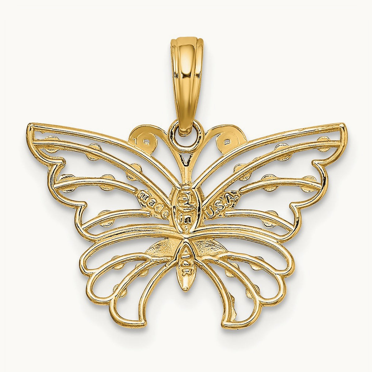And Diamond-cut Butterfly Charm — 14K Yellow Gold & Rhodium