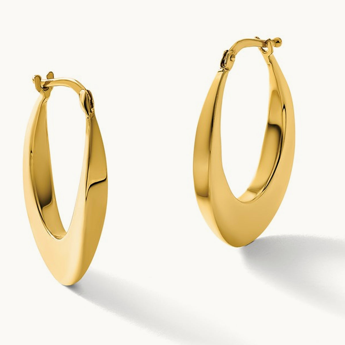 Polished Fancy Oval Hoop Earrings — Leslie's — 14K Yellow Gold