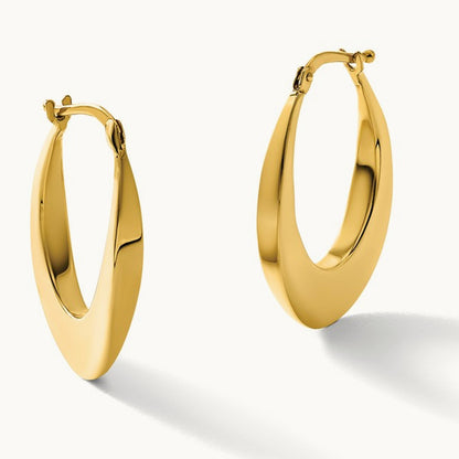 Polished Fancy Oval Hoop Earrings — Leslie's — 14K Yellow Gold