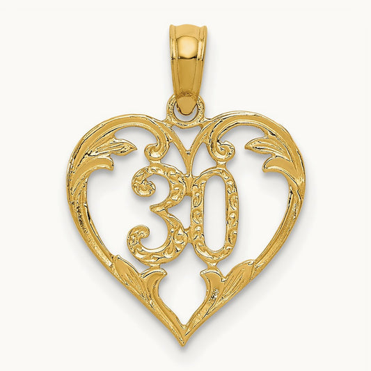 30 in Heart Cut-out Pendant, 14K