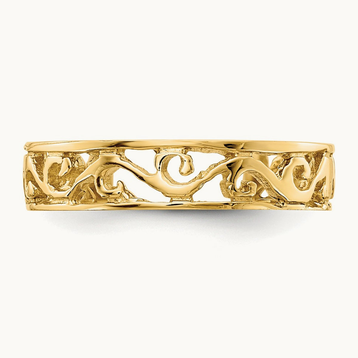 Polished and Diamond-cut Toe Ring, 14K
