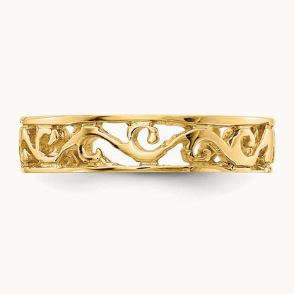 Polished and Diamond-cut Toe Ring, 14K
