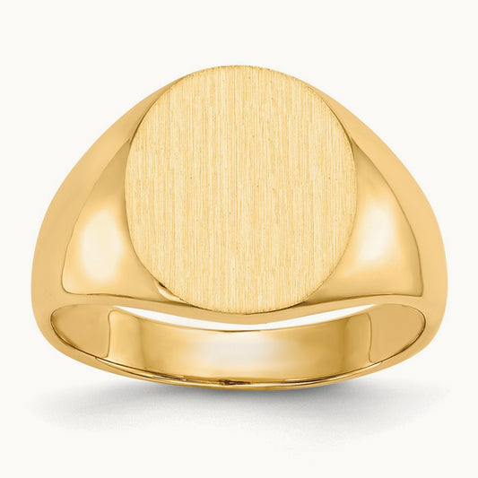 13.0x14. Closed Back Mens Signet Ring, 0mm, 14K