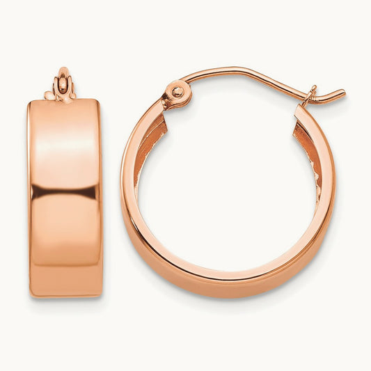Polished Hoop Earrings, 14K Rose Gold