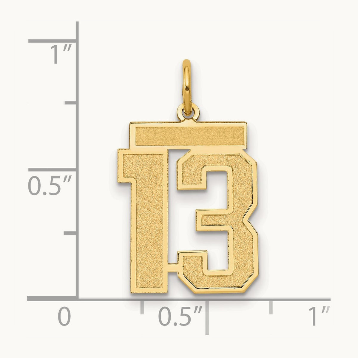 Medium Satin Number 13 Charm — 14K Yellow Gold