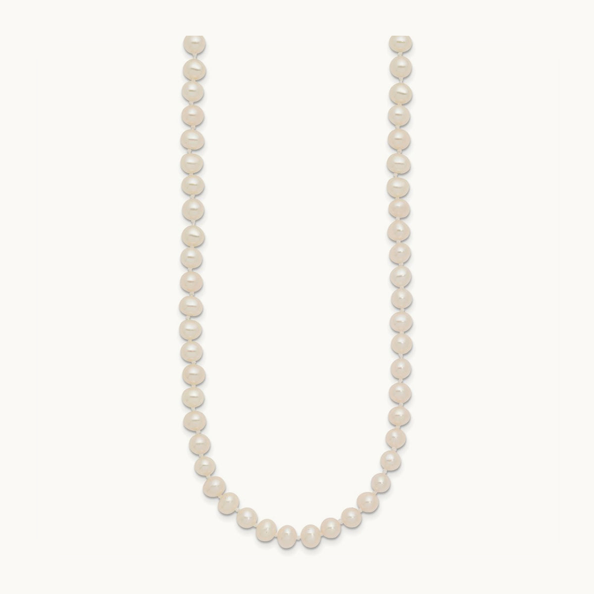 4- White Near Round Freshwater Cultured Pearl Necklace, 14K