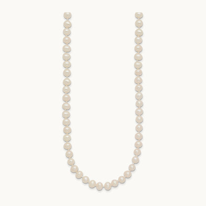 4- White Near Round Freshwater Cultured Pearl Necklace, 14K
