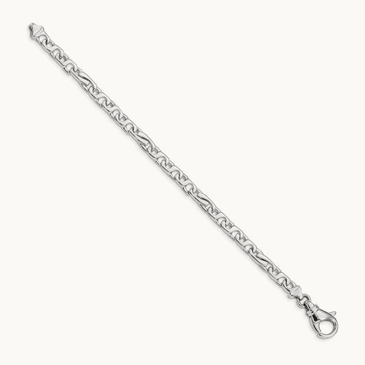 Hand Polished Fancy Link Bracelet, 5.8mm, 14K White Gold