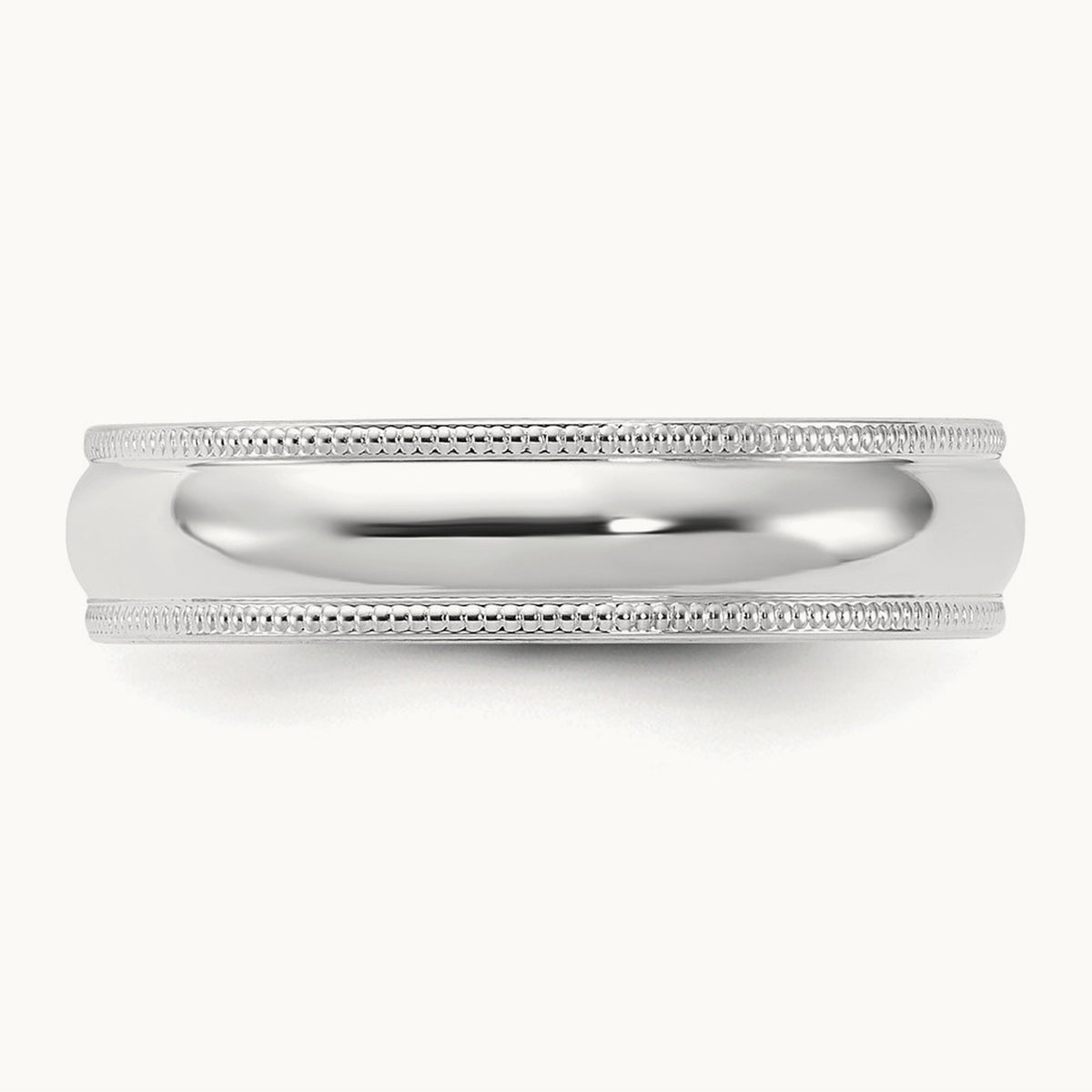 Milgrain Comfort Fit Band, 5mm, 10K White Gold