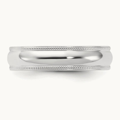 Milgrain Comfort Fit Band, 5mm, 10K White Gold