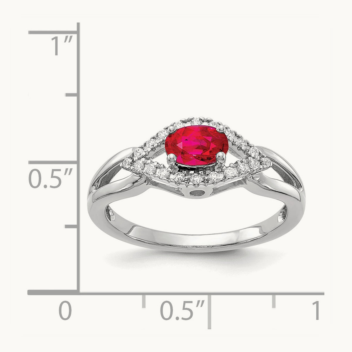 Diamond and Ruby Ring, 14K White Gold
