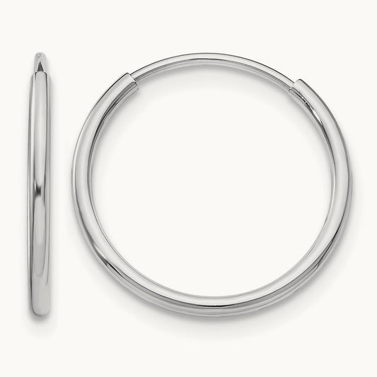 Polished Endless Tube Hoop Earrings, 1.20mm, 14K White Gold