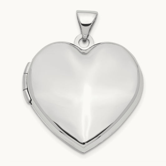 Heart Domed Family Locket, 21mm, 14K White Gold
