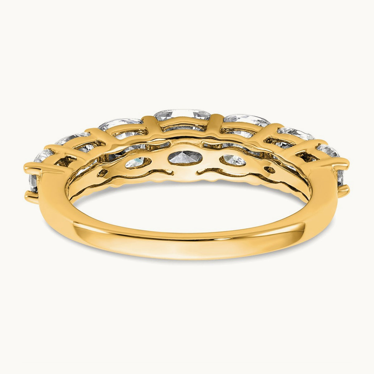 Cushion 7 Stone Band, 1.50-3.25 ct tw Lab-Grown Diamond — 2 3/8 ct, 14K Yellow Gold
