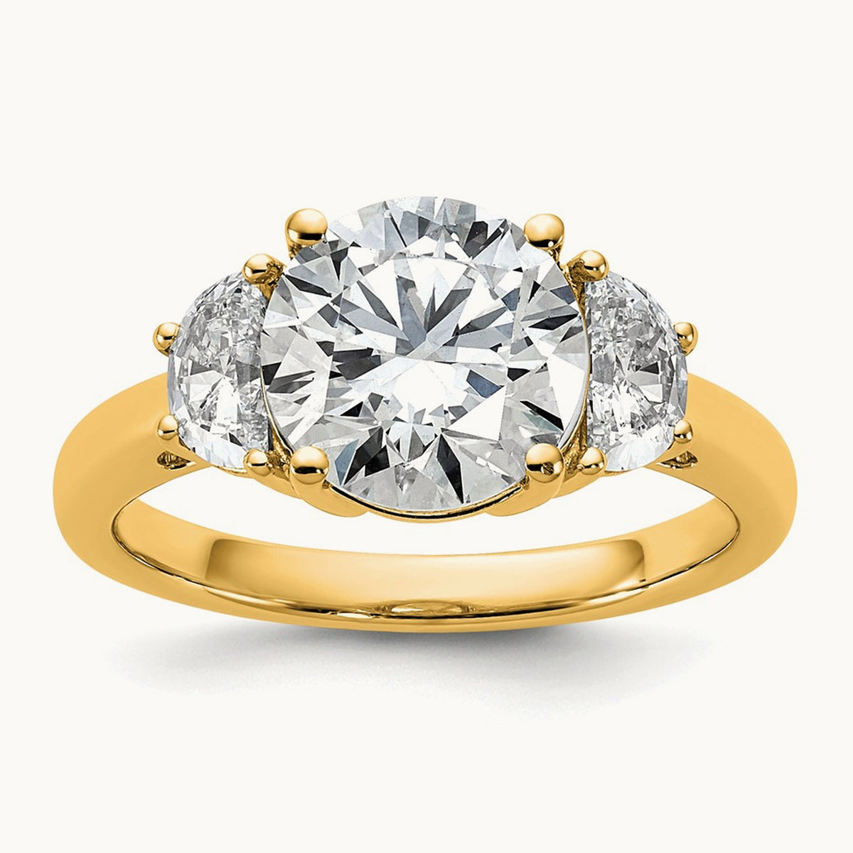 Round 3 Stone Engagement Ring, 1.25-4.00 ct tw Lab-Grown Diamond — 3 1/8 ct, 14K Yellow Gold