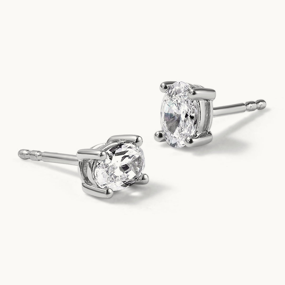 Oval Four-Prong Stud Earrings, 0.50-6.00 ct tw Lab-Grown Diamond — 3/4 ct, 14K White Gold