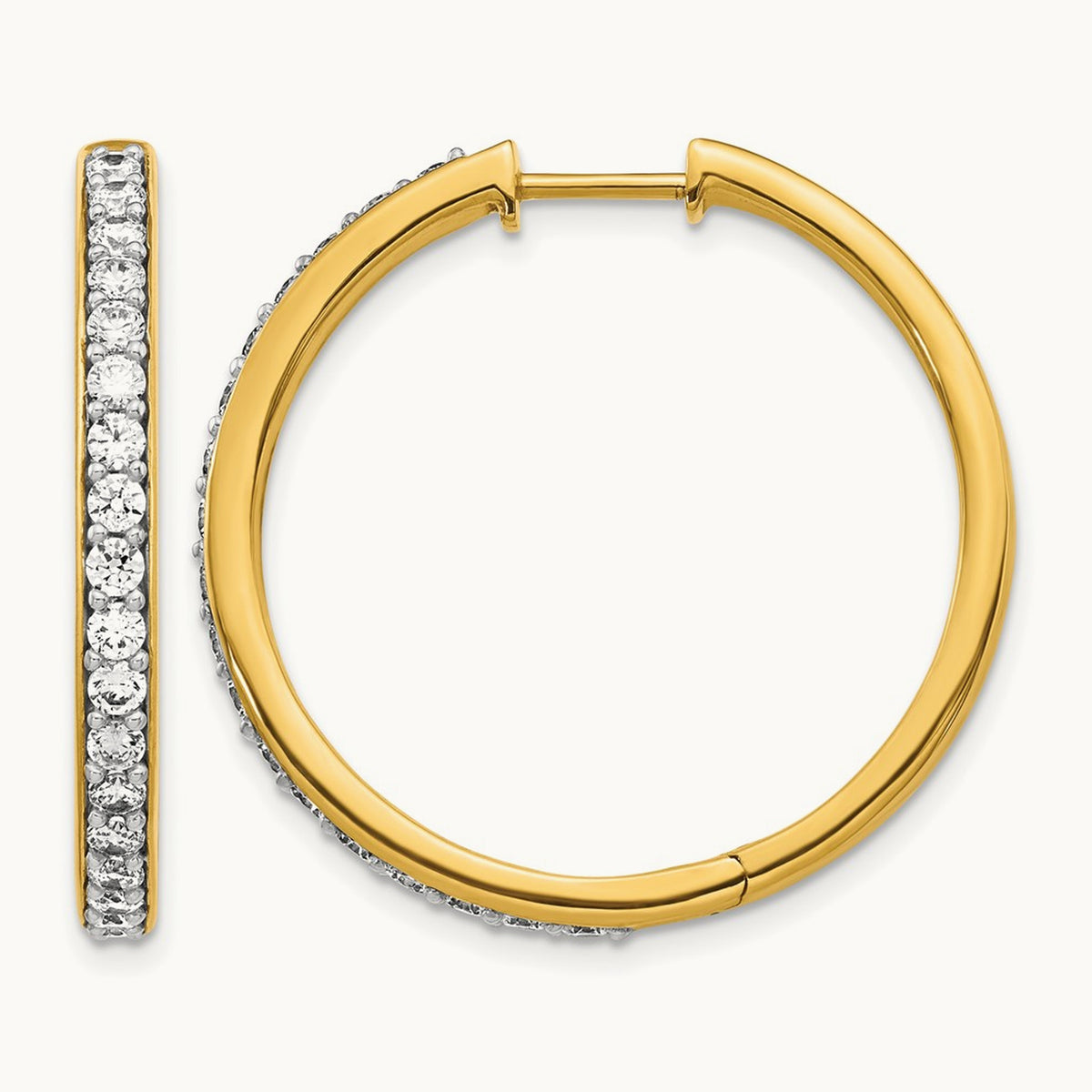 Diamond Hinged Hoop Earrings, 14K