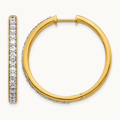 Diamond Hinged Hoop Earrings, 14K
