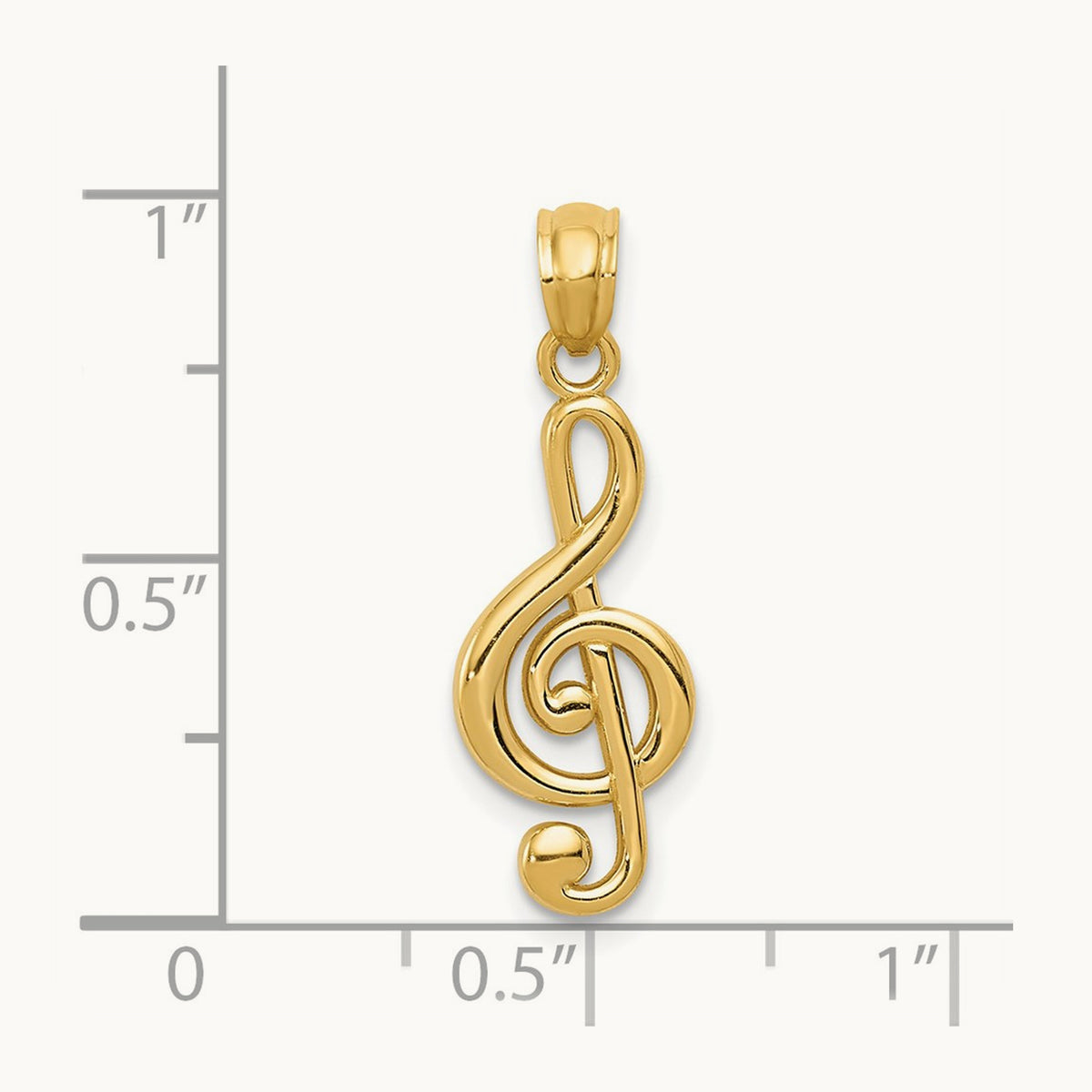 Polished Treble Clef Pendant — 21.25mm