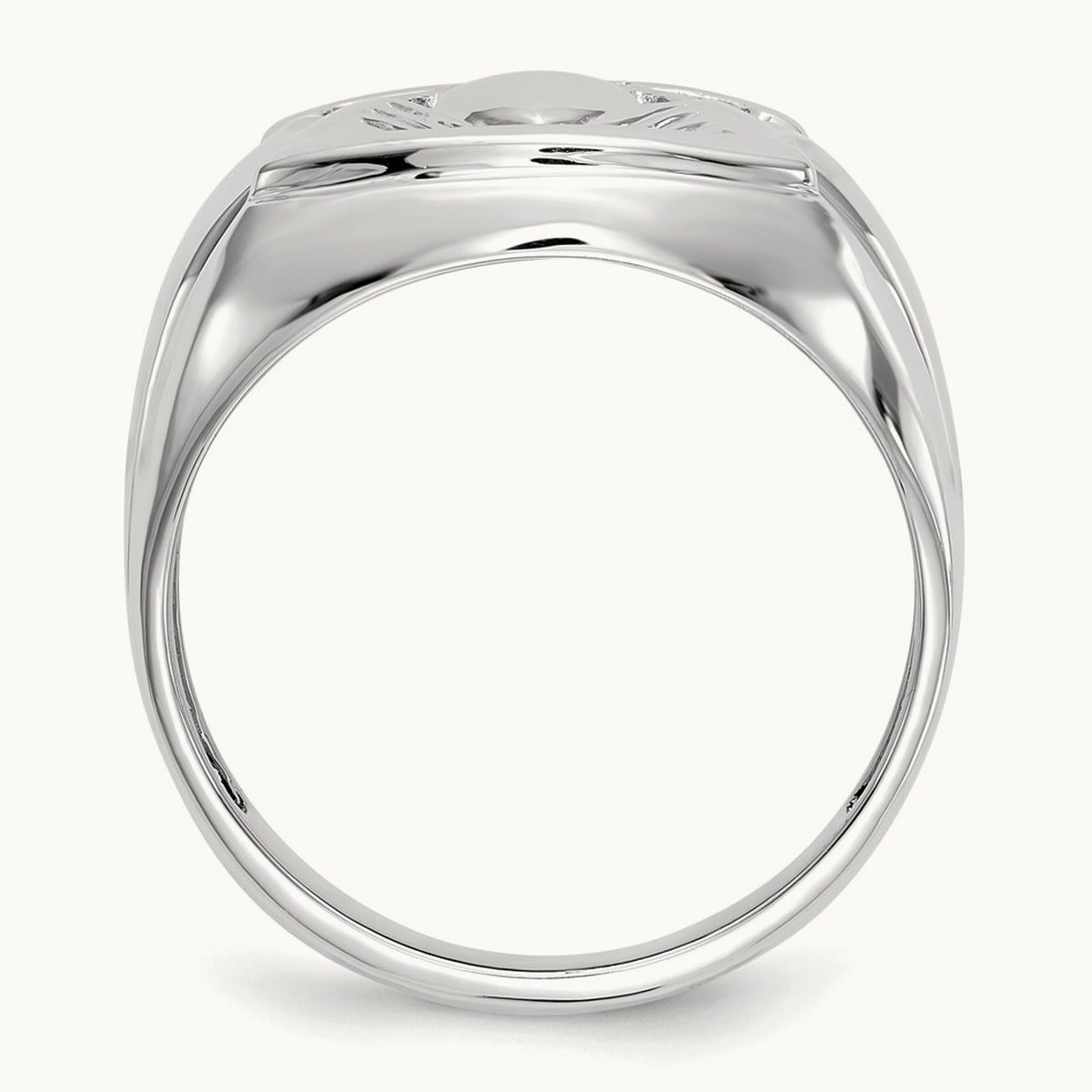 AA Diamond and Onyx Mens Claddagh Ring, 14K White Gold