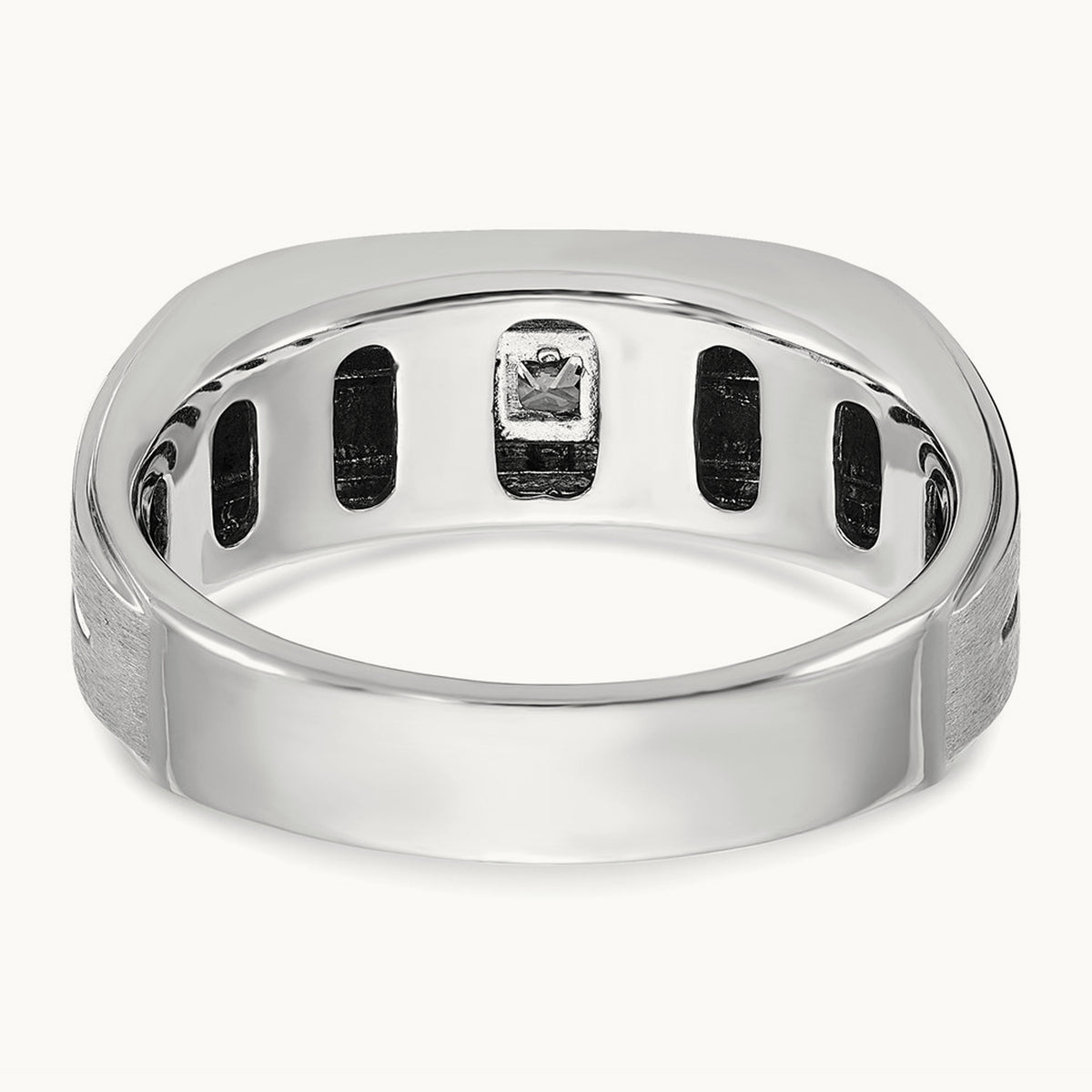 IBGoodman Men's Polished/Satin Diamond Complete Ring, 14K White Gold