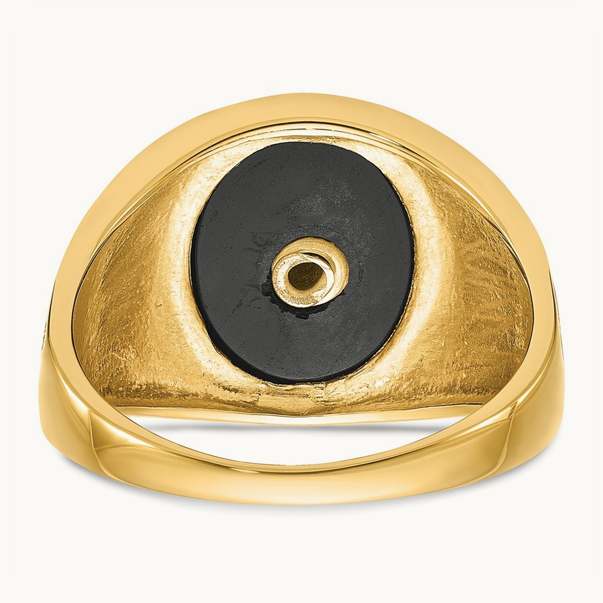 Men's Polished & Textured w/ Epoxy & Onyx Masonic Ring, 14K