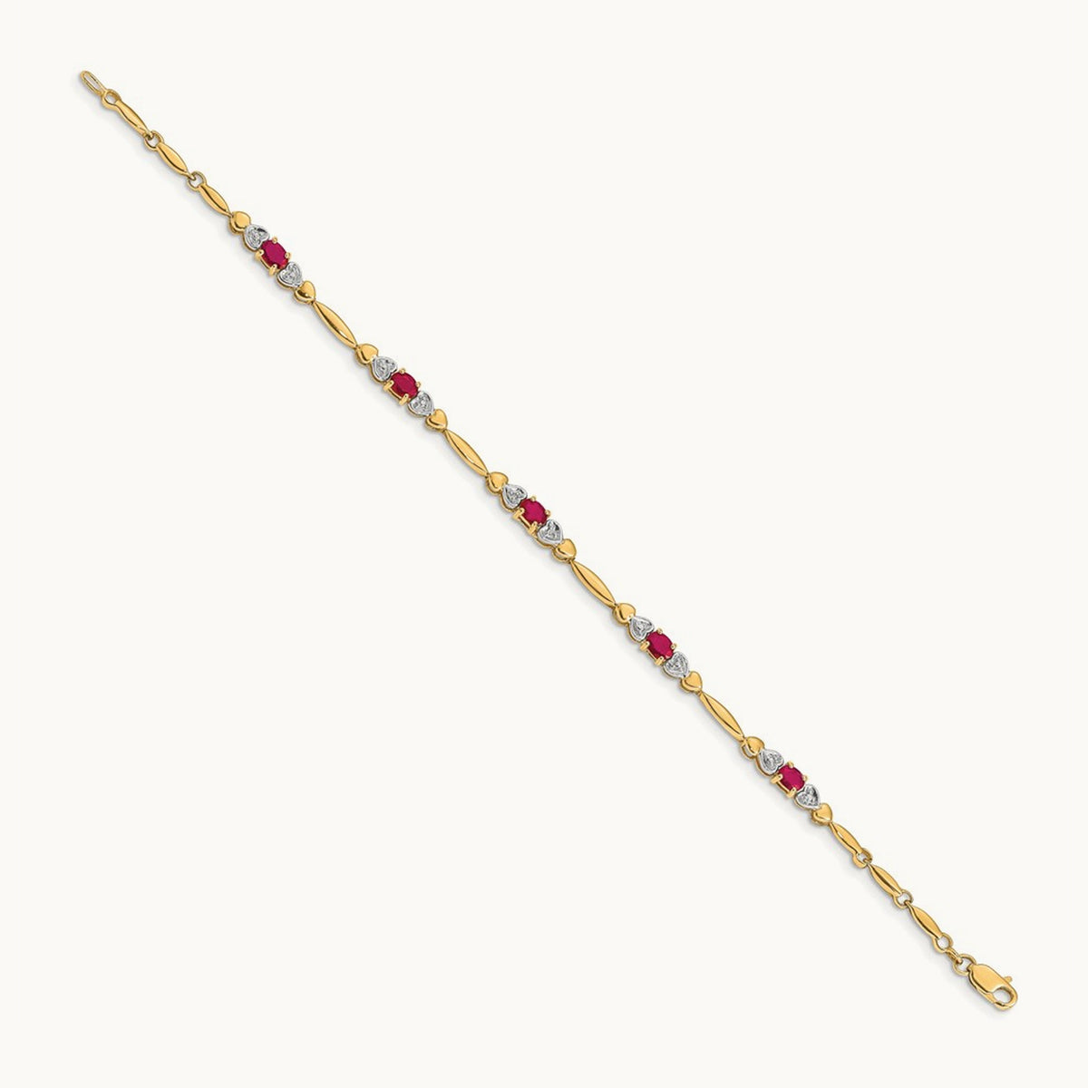 Diamond and Ruby Bracelet — 14K Yellow Gold