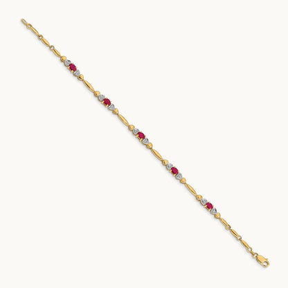 Diamond and Ruby Bracelet — 14K Yellow Gold