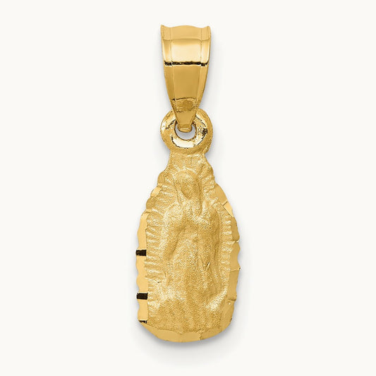 Satin & D/C Our Lady of Guadalupe Pendant, 14K