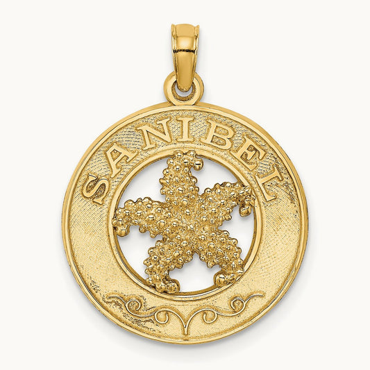 SANIBEL w/Starfish Circle Charm, 14K
