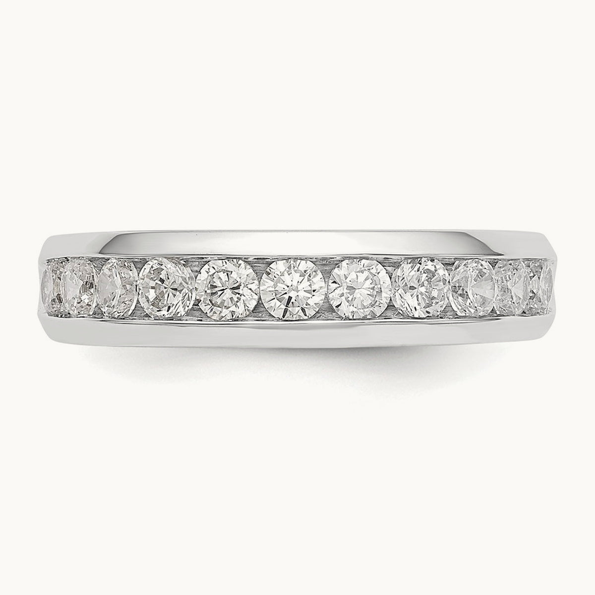 11-Stone Diamond Channel Band, 14K White Gold