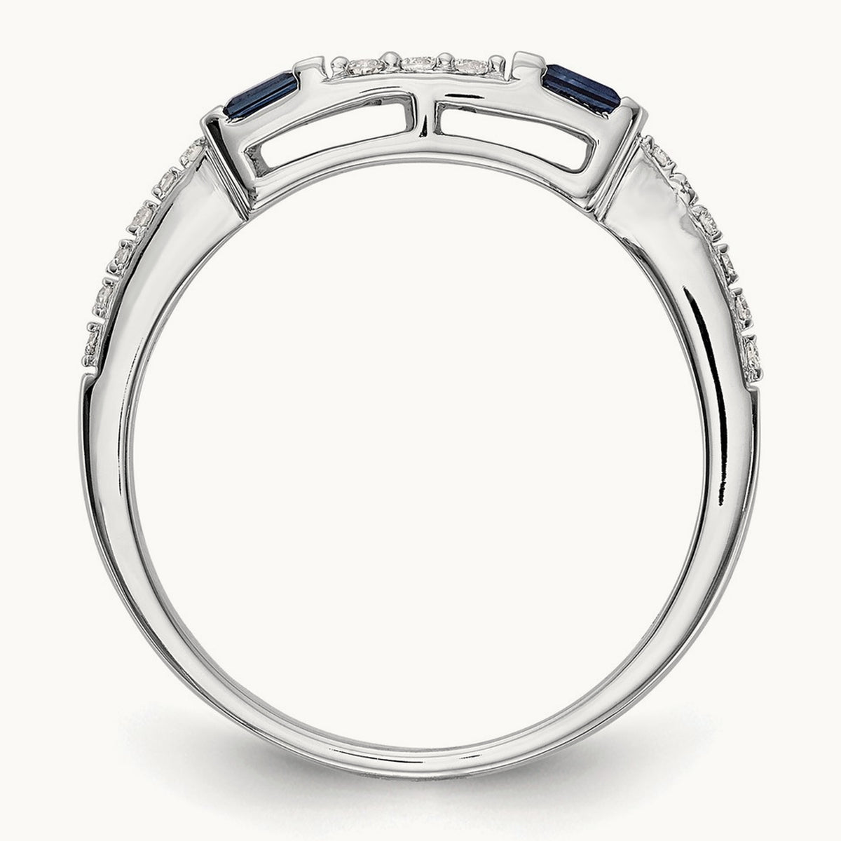 Diamond & Sapphire Wedding Band, 14K White Gold