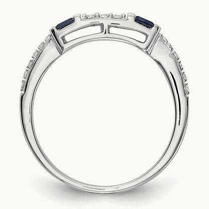 Diamond & Sapphire Wedding Band, 14K White Gold