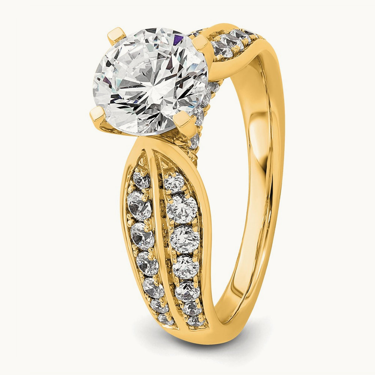 Round Semi-Mount Engagement Ring, 0.50 ct tw Lab-Grown Diamond — 5/8 ct (holds 1 1/2 ct center), 14K Yellow Gold
