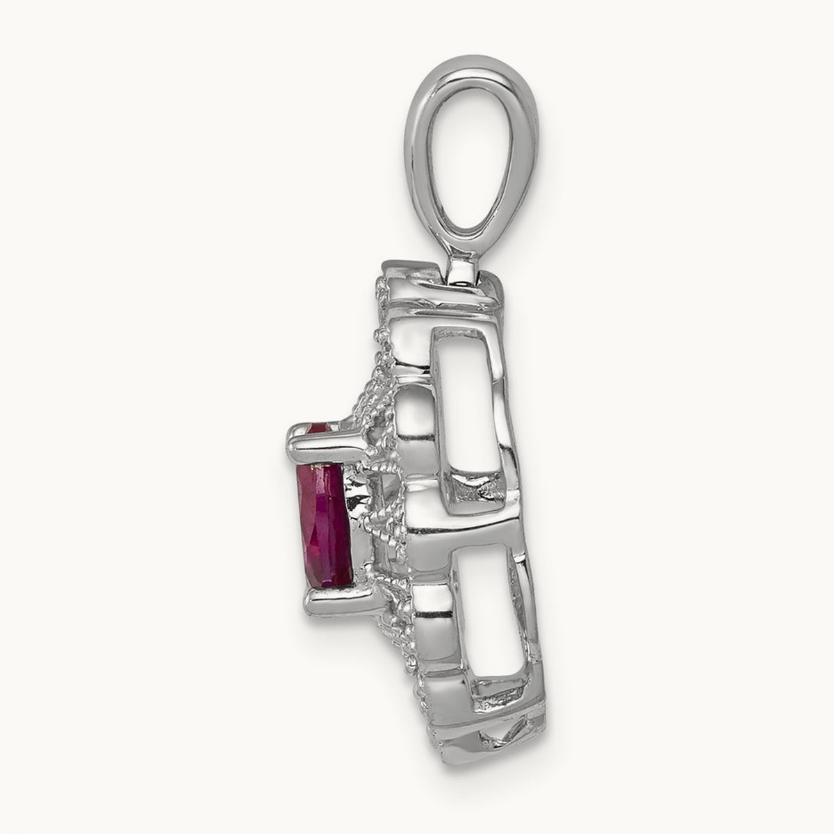 Created Ruby Pendant, 0.15 ct tw Lab-Grown Diamond