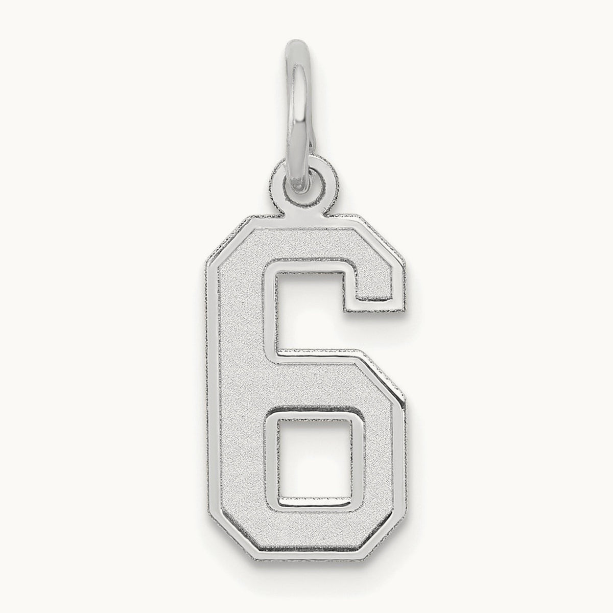 Small Satin Number 6 Charm — 14K White Gold