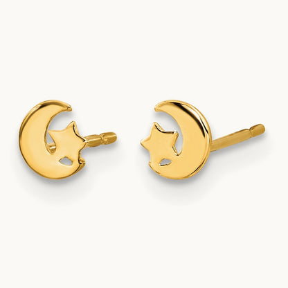 Madi K Kids Star and Moon Post Earrings, 14K