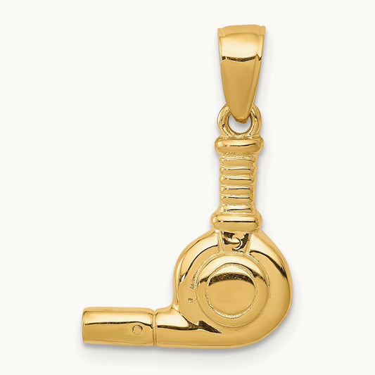 3-D Blow Dryer Pendant, 14K