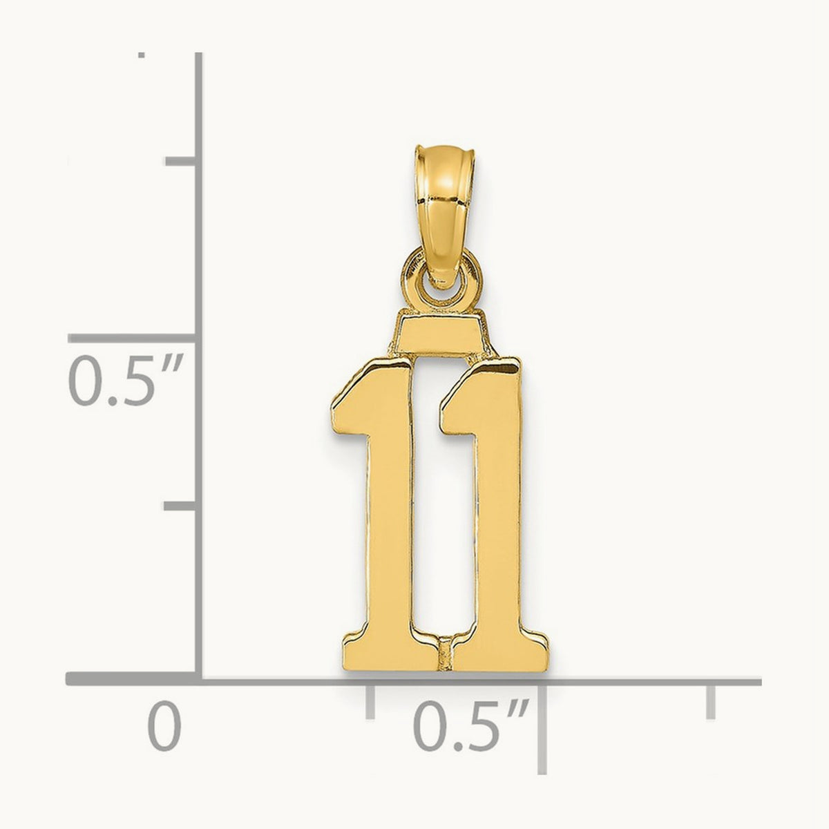 Polished Number 11 Pendant — 14K Yellow Gold