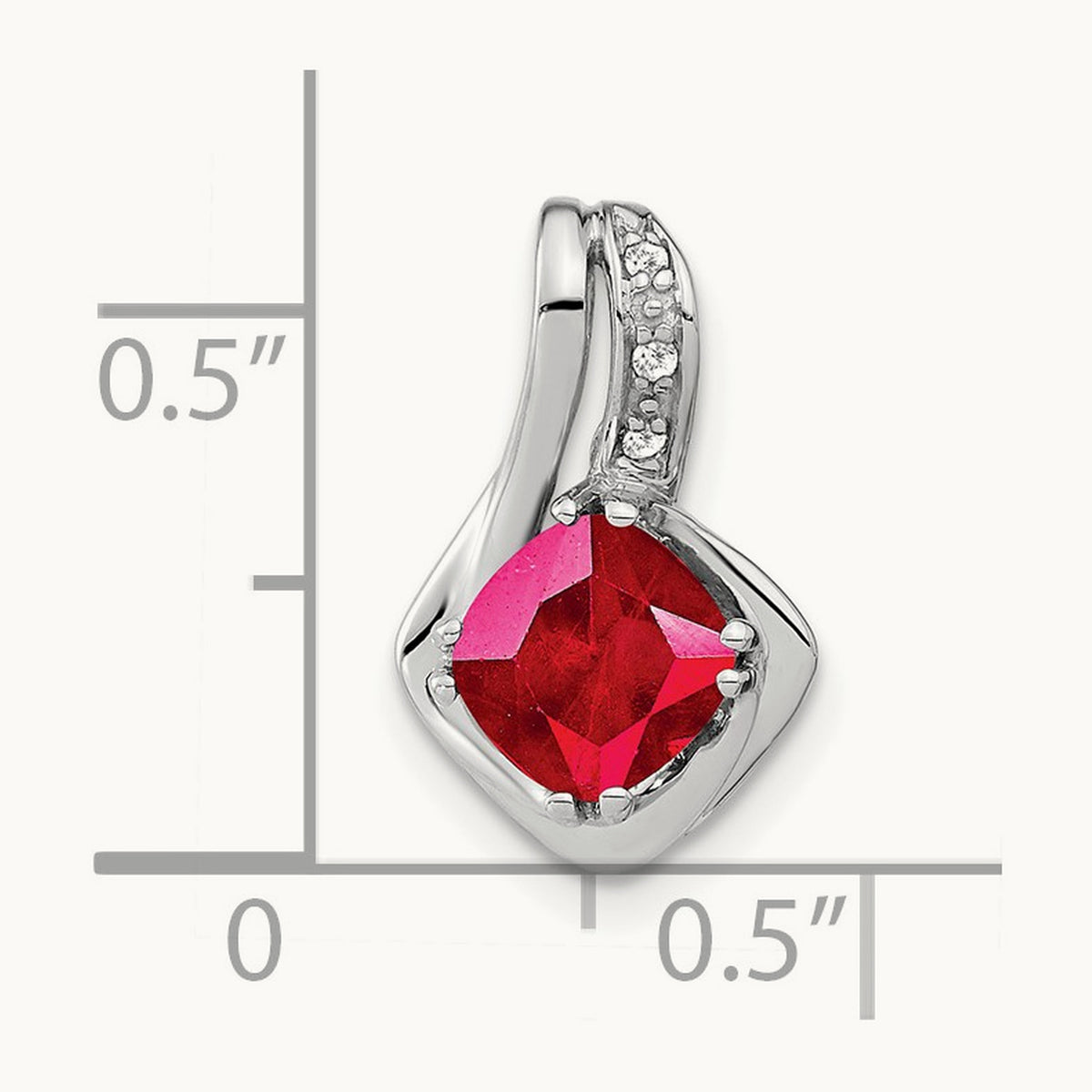 Created Ruby and Lab-Grown Diamond Chain Slide Pendant — 14K White Gold