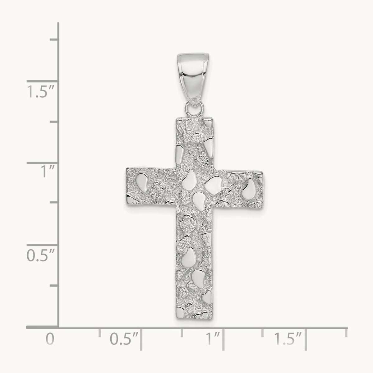 Polished/Textured Nugget Style Cross Pendant — 14K White Gold