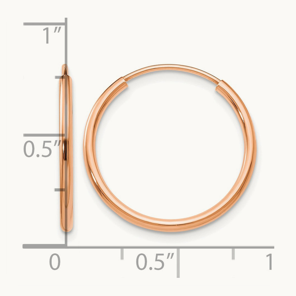 Polished Endless Tube Hoop Earrings, 1.50mm, 14K Rose Gold