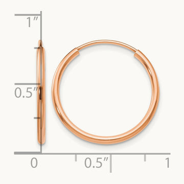 Polished Endless Tube Hoop Earrings, 1.50mm, 14K Rose Gold