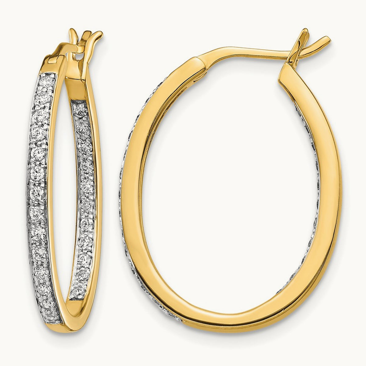 Diamond In/Out Hoop Earrings — 14K Yellow Gold, 25mm