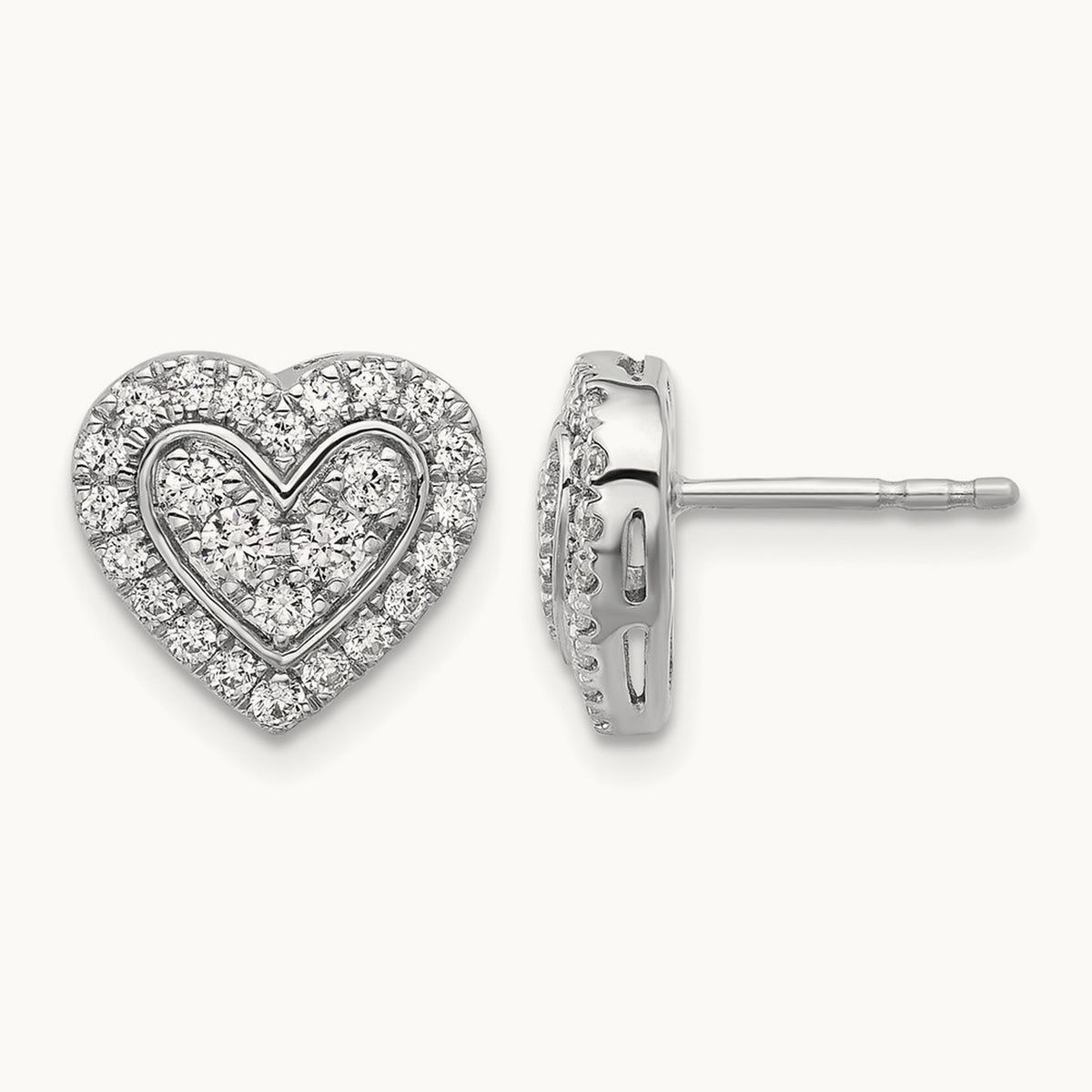 Halo Heart Post Earrings, 0.75 ct tw Lab-Grown Diamond