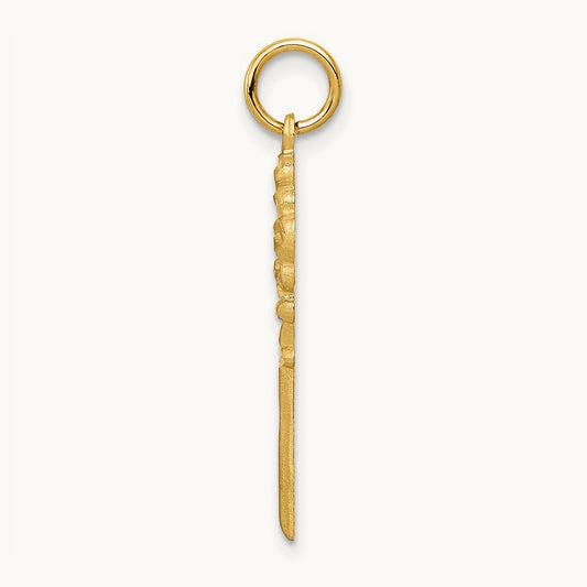 Polished Fancy Edge Key Charm, 14K