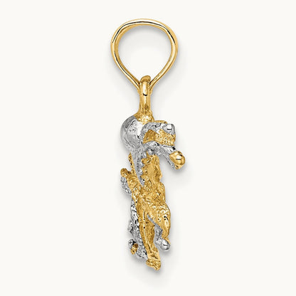 Textured Octopus Charm — 14K Two-Tone Gold, 18mm