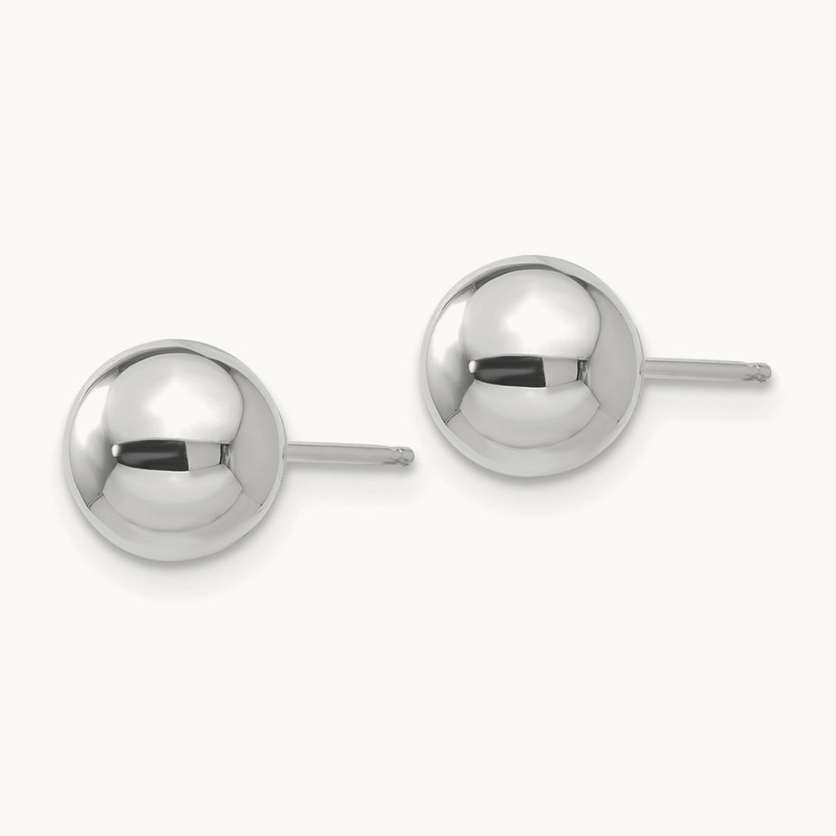 Polished Ball Post Earrings — 14K White Gold, 7mm