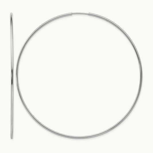 Polished Endless Tube Hoop Earrings, 1.20mm, 14K White Gold